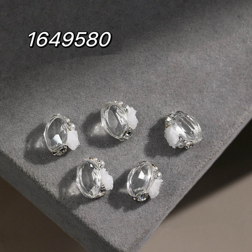 10*12mm Transparent Bottom Oval Pile Diamond with Rose Camellia Collection