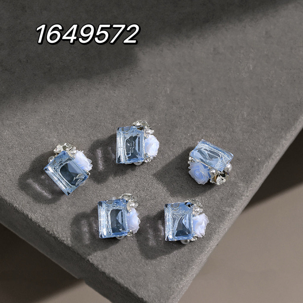 NF Select 10*12mm Transparent Bottom Right Rectangle Pile Diamond with Rose Camellia Pearl Collection