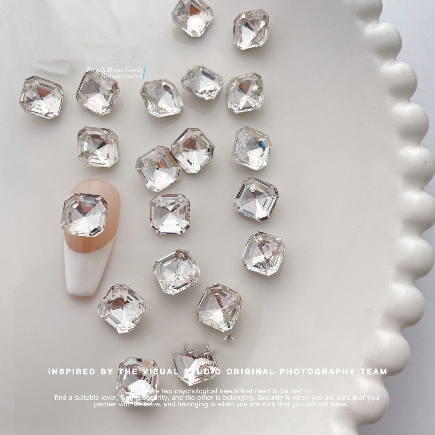 1646711 Nail Formula Pointed Base 8*8mm Square Octagon Diamond White 4pcs