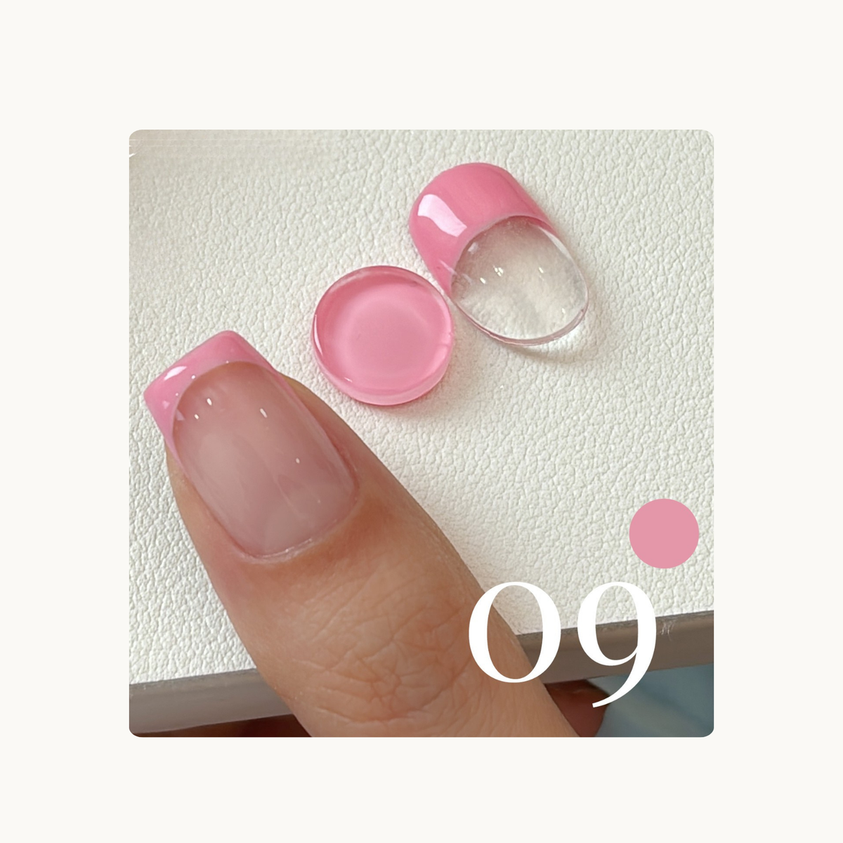 Candy Bloom Pink French tip gel swatch on a natural nail