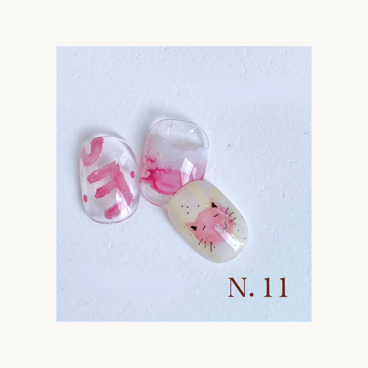 Soft Rose Blush blooming ink nail art sample