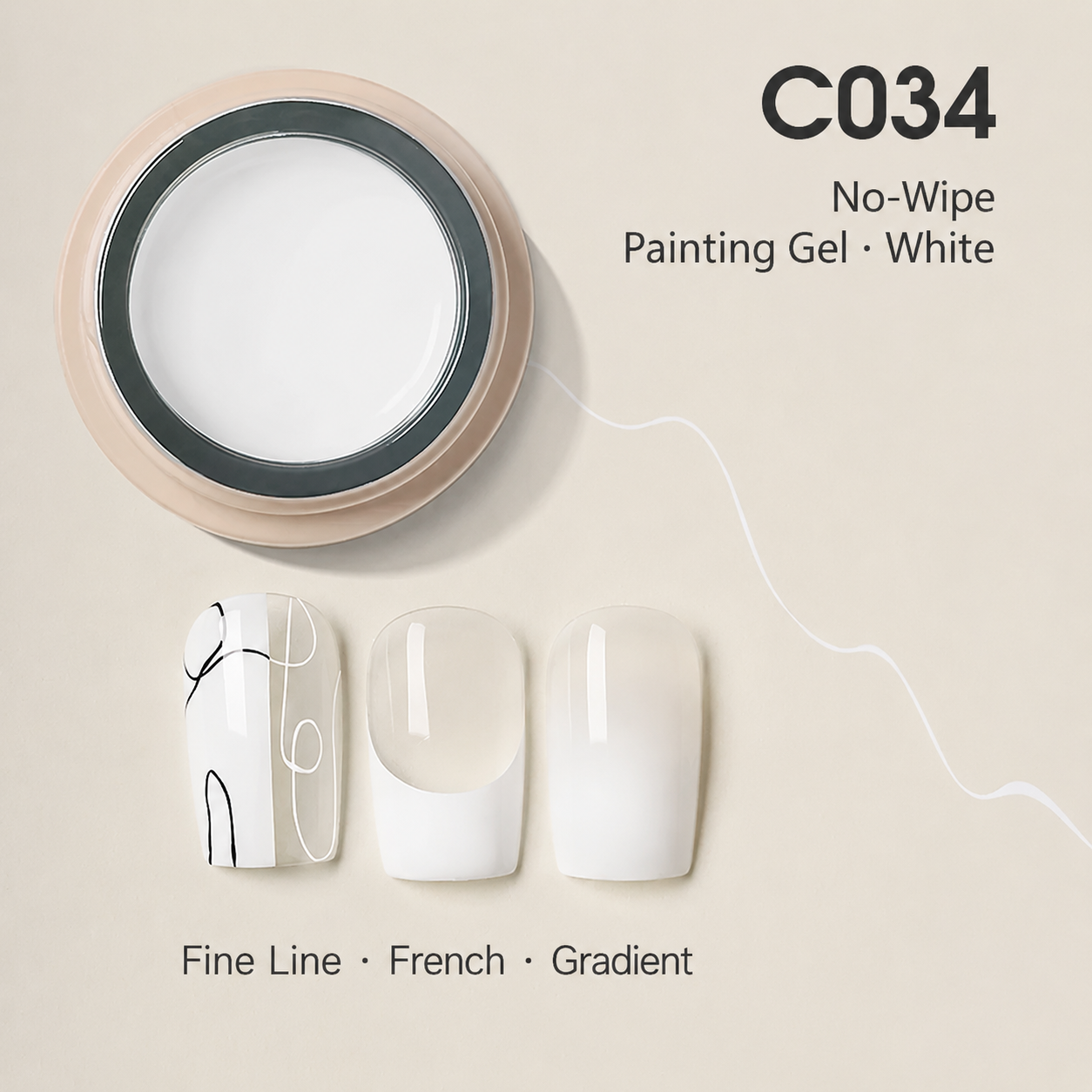 TAYE C034 No-Wipe Painting Gel in White