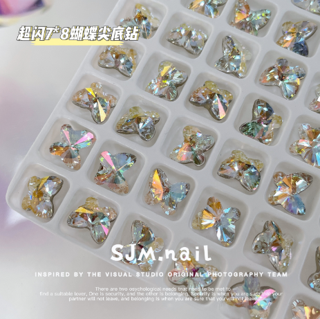 Nail Formula 7*8mm Butterfly Crystal K9 3pcs