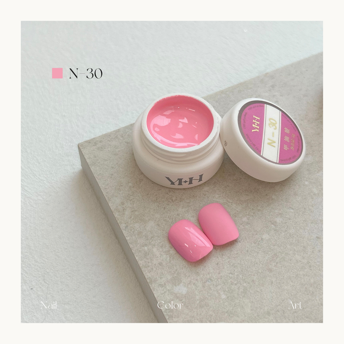 YHH N30 soft pastel pink nail color gel, creamy high-coverage professional pot gel polish.