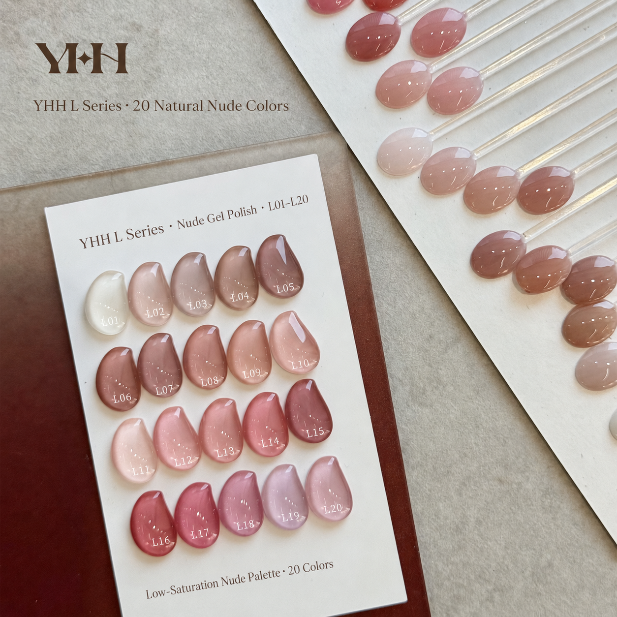 YHH L Series natural nude gel polish collection with 20 colors