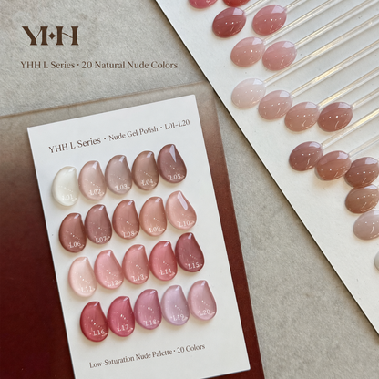 YHH L Series natural nude gel polish collection with 20 colors