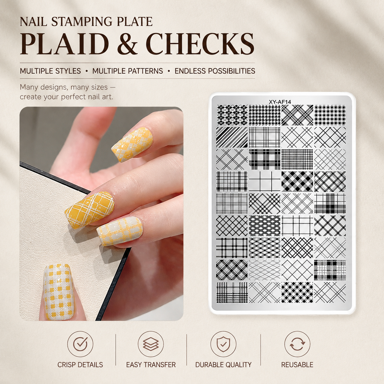 NF Select Nail Stamping Plate Plaid & Check