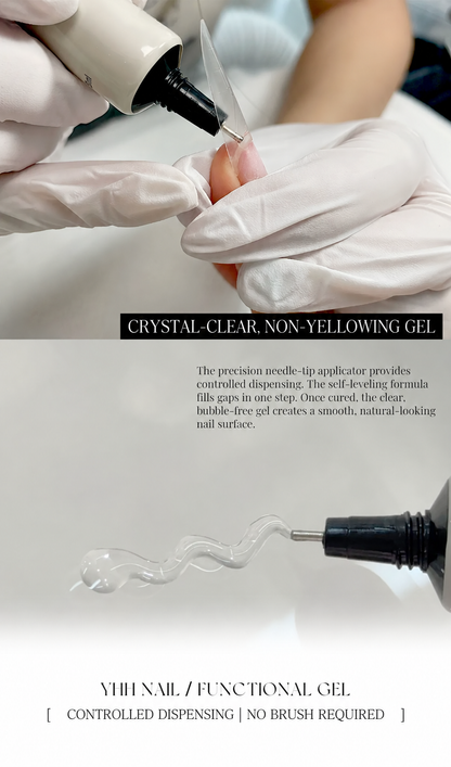 YHH clear gap-filling base gel with precision pen-tip applicator.