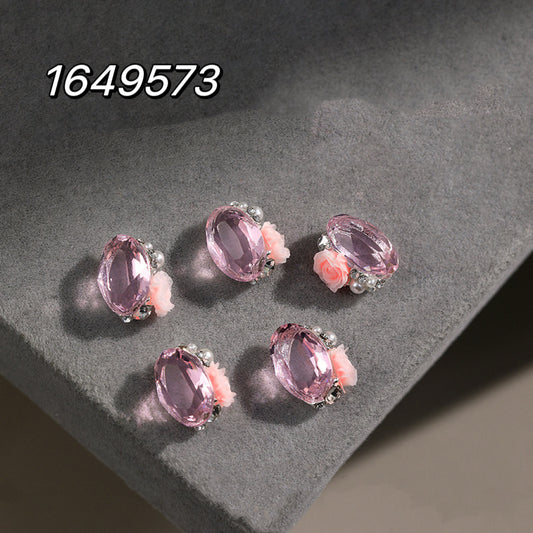 10*12mm Transparent Bottom Oval Pile Diamond with Rose Camellia Collection