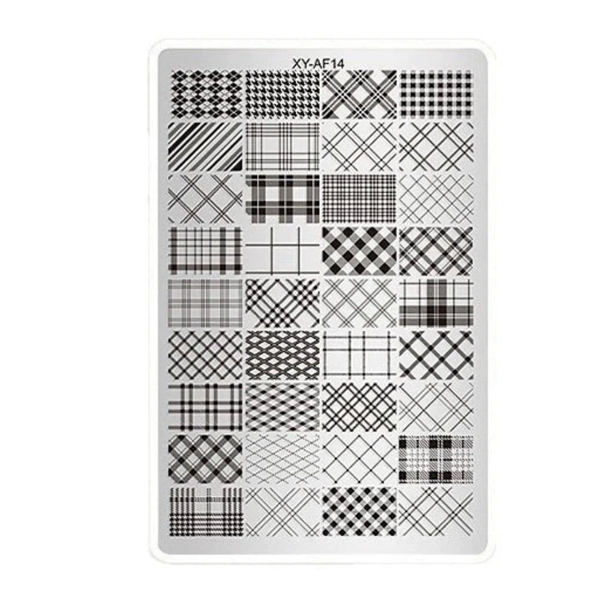 Front view of NF Select plaid nail stamping plate XY-AF14