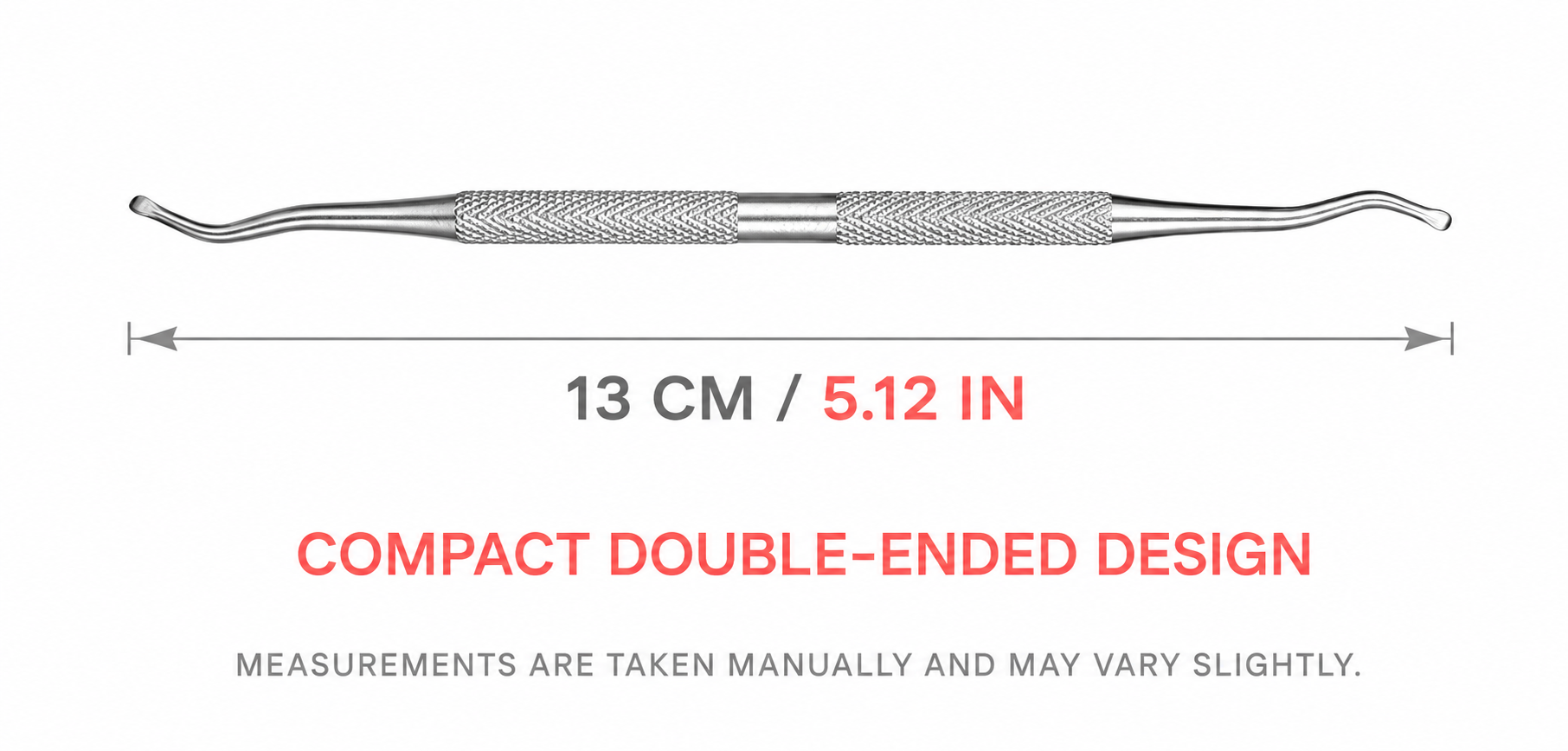 NF Select double-ended stainless steel nail lifter dimensions, 13 cm or 5.12 inches