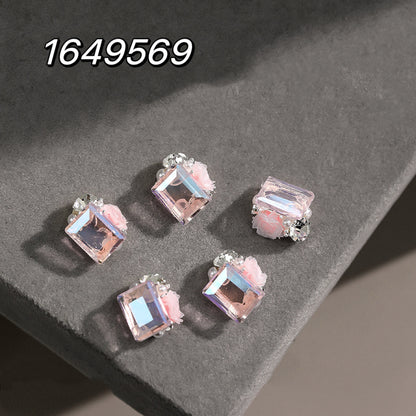 NF Select 10*12mm Transparent Bottom Right Rectangle Pile Diamond with Rose Camellia Pearl Collection