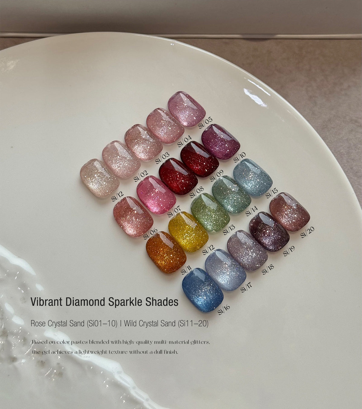 YHH Rose & Mino Crystal Sand Collection | 20 Shades Crushed Diamond Reflective Jar Gel Polish, 5g - image 5
