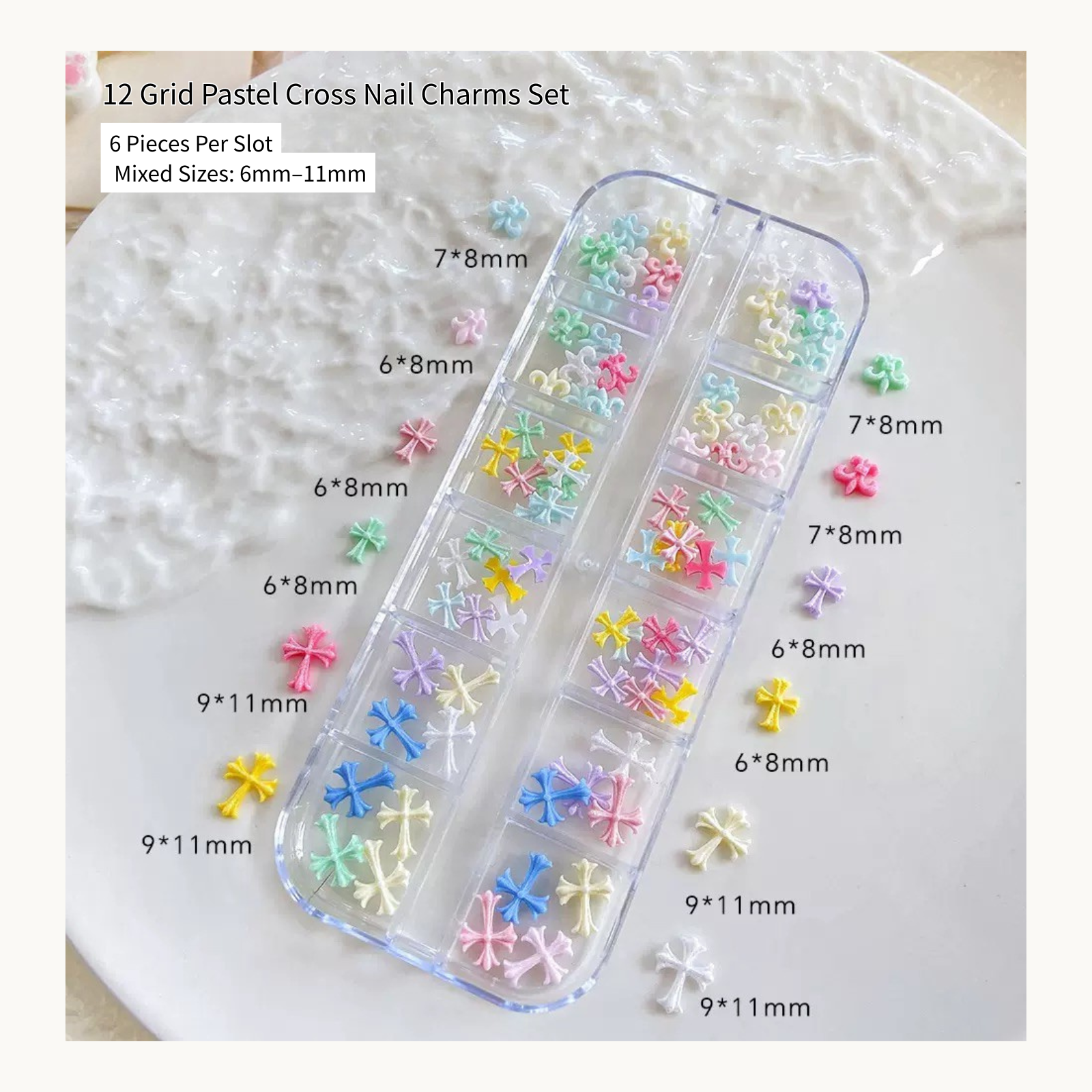 NF Select 12 Grids Pastel Cross Nail Charms Set - image 1