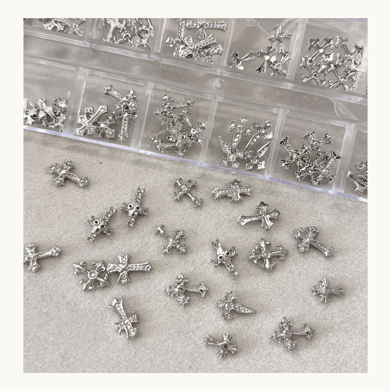 NF Select 12 Grids Gothic Cross Nail Charms Set - image 4