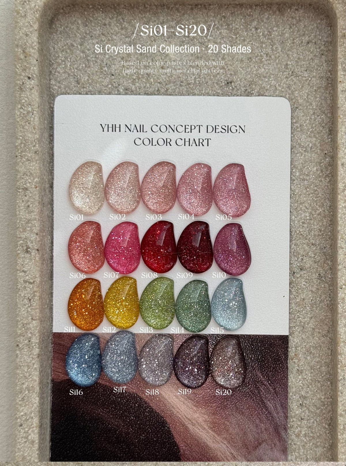 YHH Rose & Mino Crystal Sand Collection | 20 Shades Crushed Diamond Reflective Jar Gel Polish, 5g - image 6