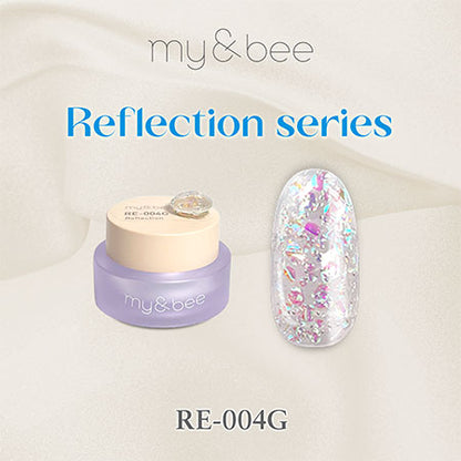 RE-004G pink and silver glitter gel jar with matching nail swatch
