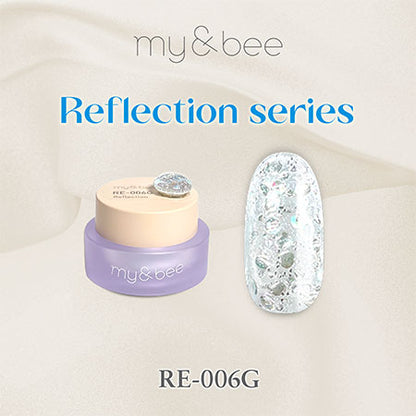 RE-006G white and silver glitter gel jar with matching nail swatch