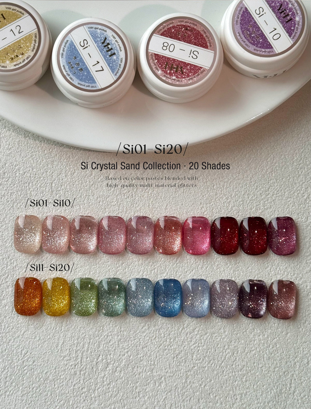 YHH Rose & Mino Crystal Sand Collection | 20 Shades Crushed Diamond Reflective Jar Gel Polish, 5g - image 10