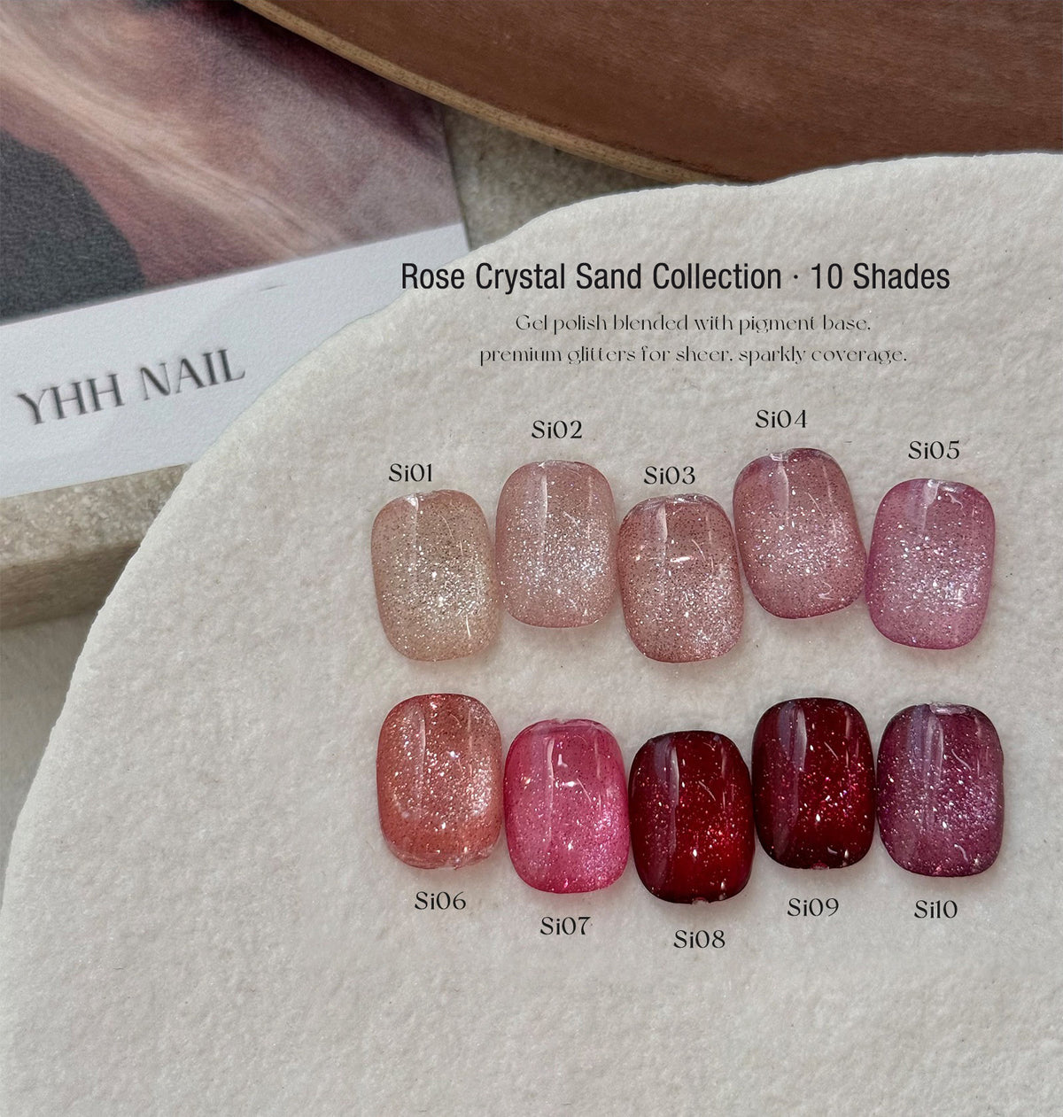 YHH Rose & Mino Crystal Sand Collection | 20 Shades Crushed Diamond Reflective Jar Gel Polish, 5g - image 11