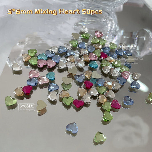 AL10624 Flat Base Heart Shape Diamond 5*6mm Mixing Pack 50pcs