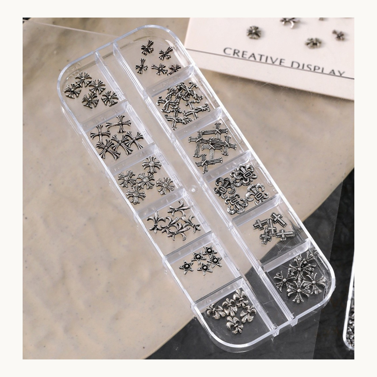 NF Select Antique Silver Gothic Nail Charms – 12-Compartment Set - image 6