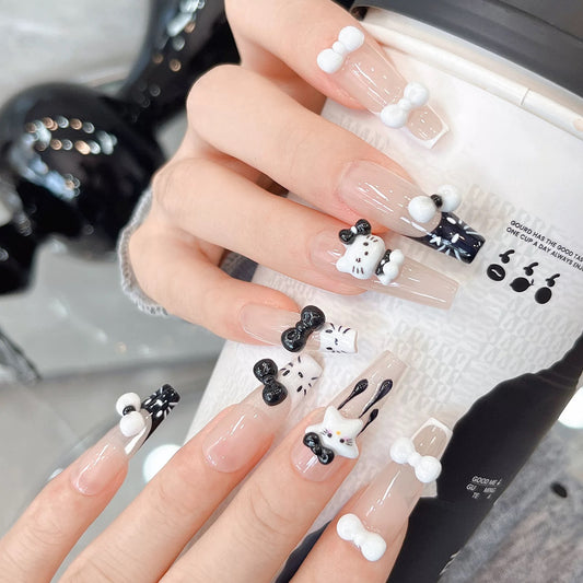 3D Nail Art Resin Black and White Hello Kitty Collection