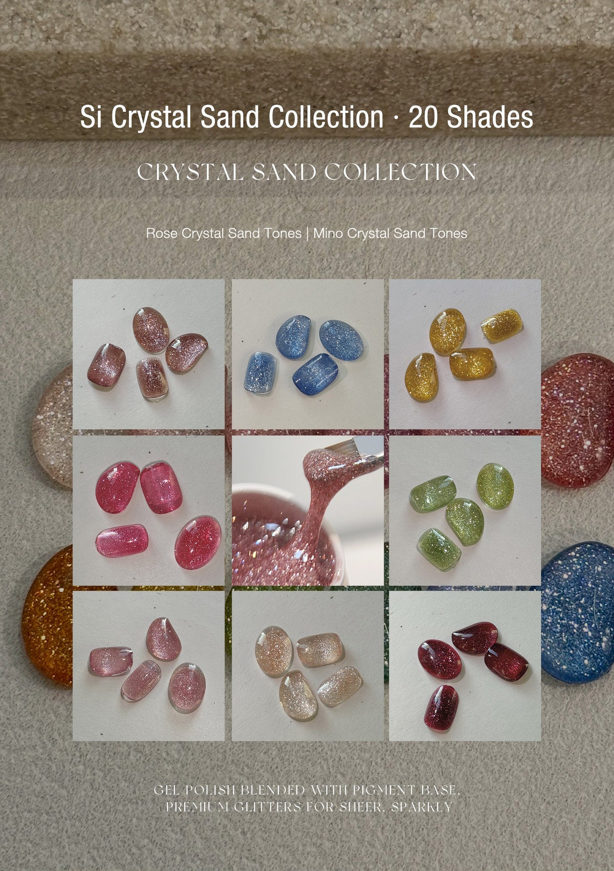 YHH Rose & Mino Crystal Sand Collection | 20 Shades Crushed Diamond Reflective Jar Gel Polish, 5g - image 2