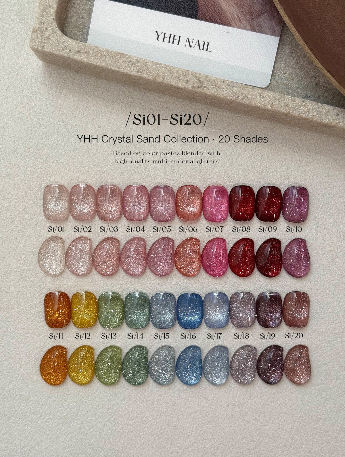 YHH Rose & Mino Crystal Sand Collection | 20 Shades Crushed Diamond Reflective Jar Gel Polish, 5g - image 3