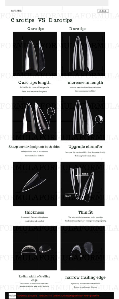 YHH Gel D Arc Moon Shape Nail Tips