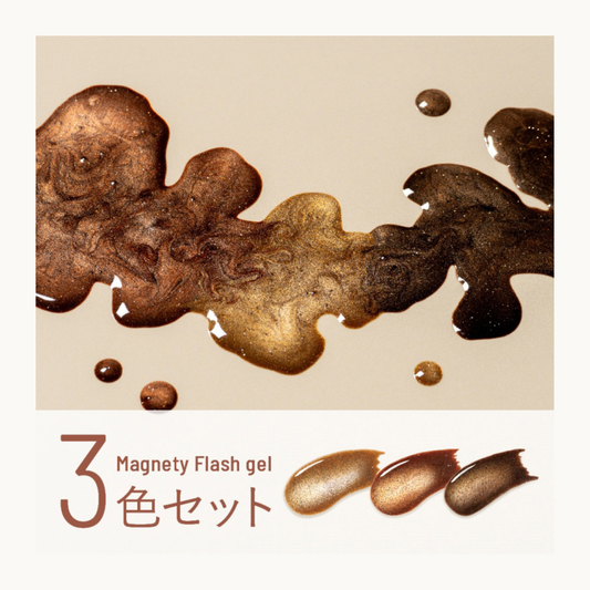 EMENA Magnety Flash Gel 3 color set magnetic cat eye glitter gel polish in copper and bronze shades 1322 1323 1324, autumn salon nail collection for Canada and USA market.
