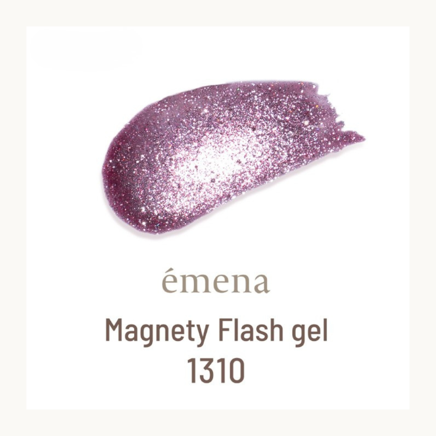 EMENA Magnety Flash Gel 1310 purple berry magnetic cat eye glitter nail gel polish with intense shimmer and reflective sparkle effect.