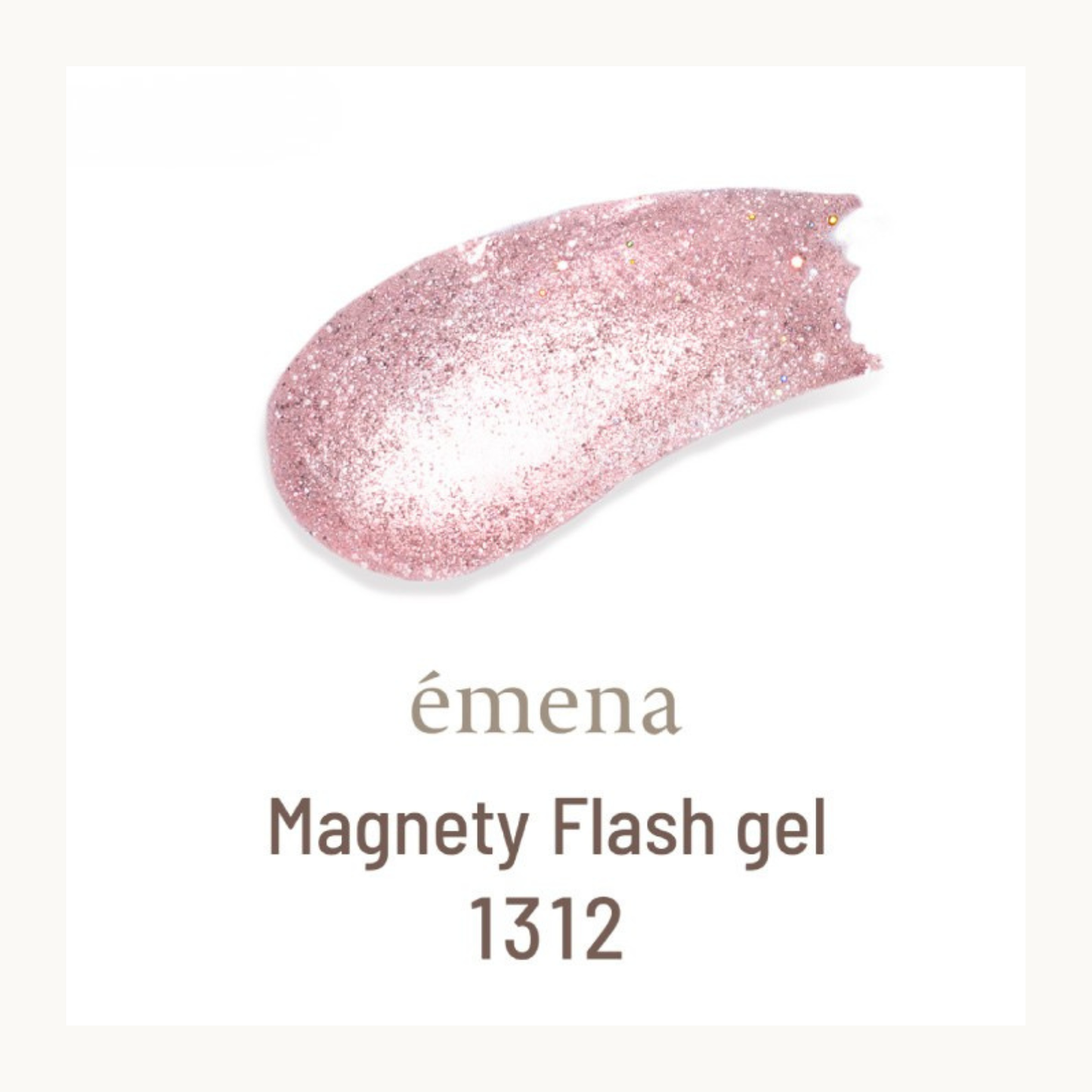 EMENA Magnety Flash Gel 1312 light pink magnetic cat eye glitter nail gel polish with shimmer flash effect for professional salon nail art.