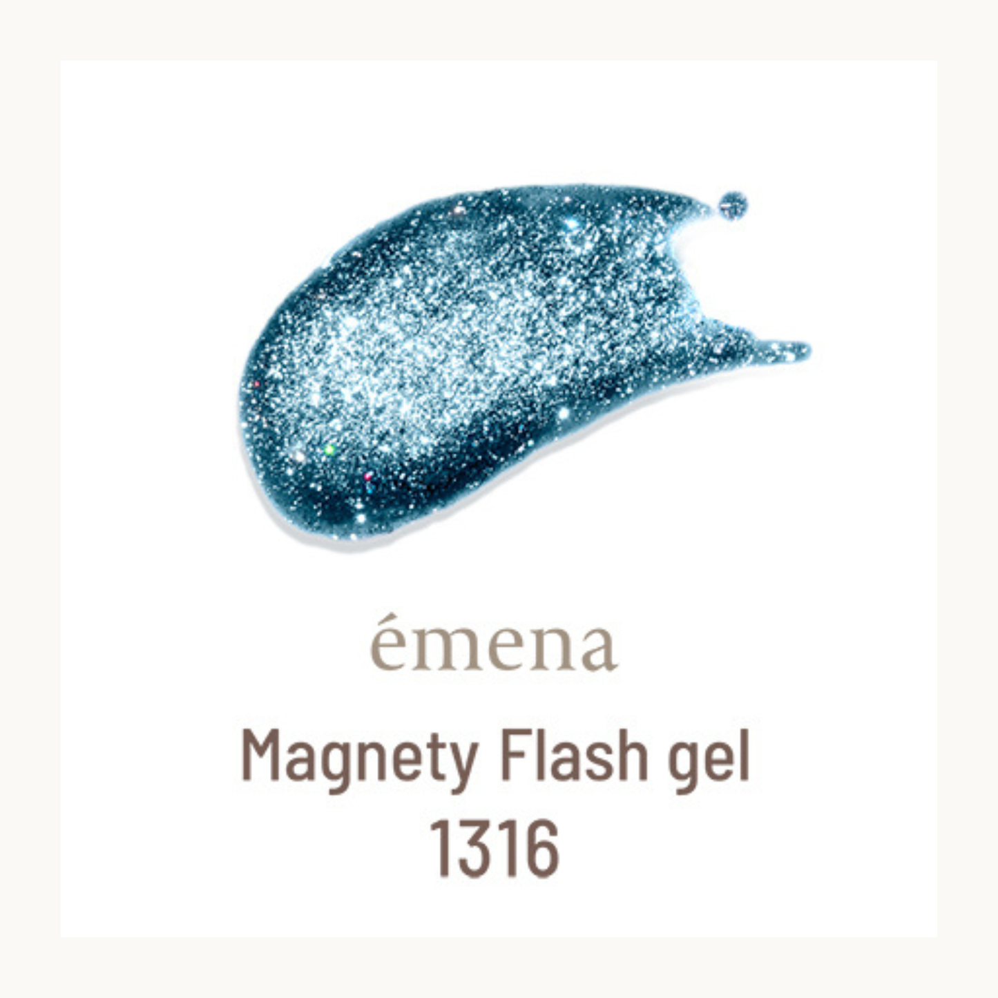 EMENA Magnety Flash Gel 1316 teal blue magnetic cat eye glitter gel polish with reflective shimmer effect for professional nail design.