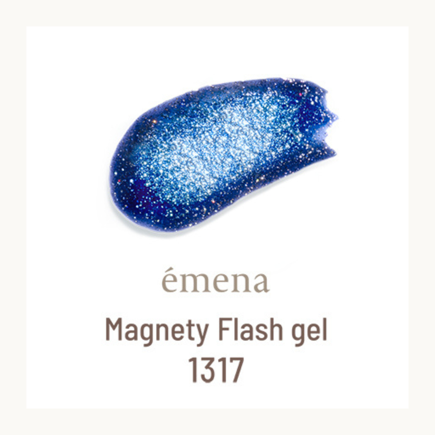 EMENA Magnety Flash Gel 1317 deep blue magnetic cat eye glitter gel polish with intense shimmer sparkle finish for salon use.