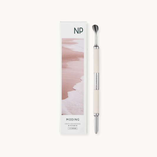 MODING NP04 dual-ended cuticle pusher with stainless steel tips and packaging box for professional nail care