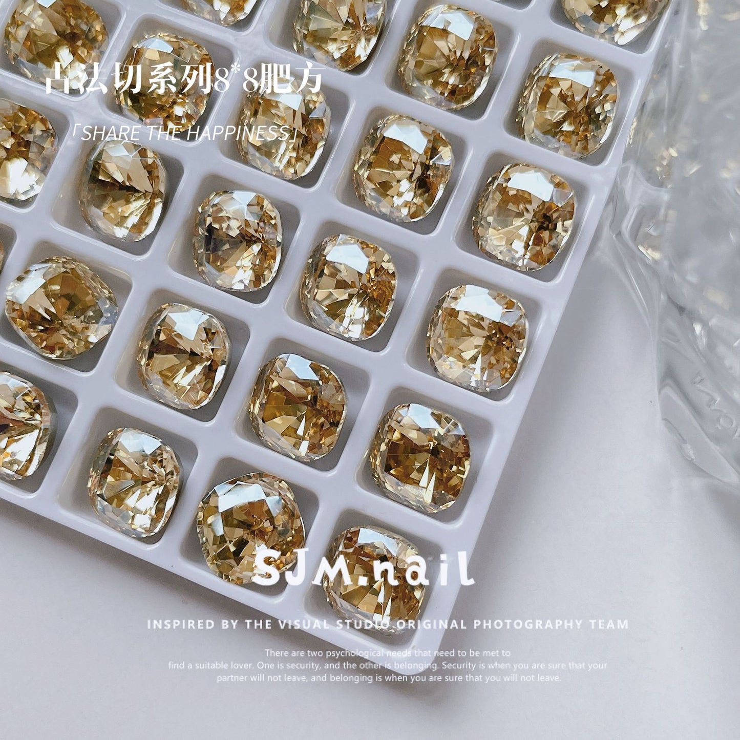 Nail Formula 8*8mm Square Cushion Cut Crystal K9 4pcs