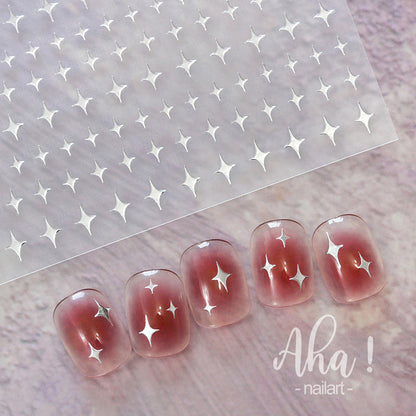 Aha! Nailart Silver Small Star Nail Art Stickers 053-04