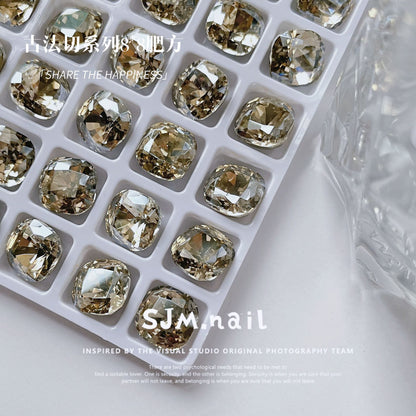Nail Formula 8*8mm Square Cushion Cut Crystal K9 4pcs