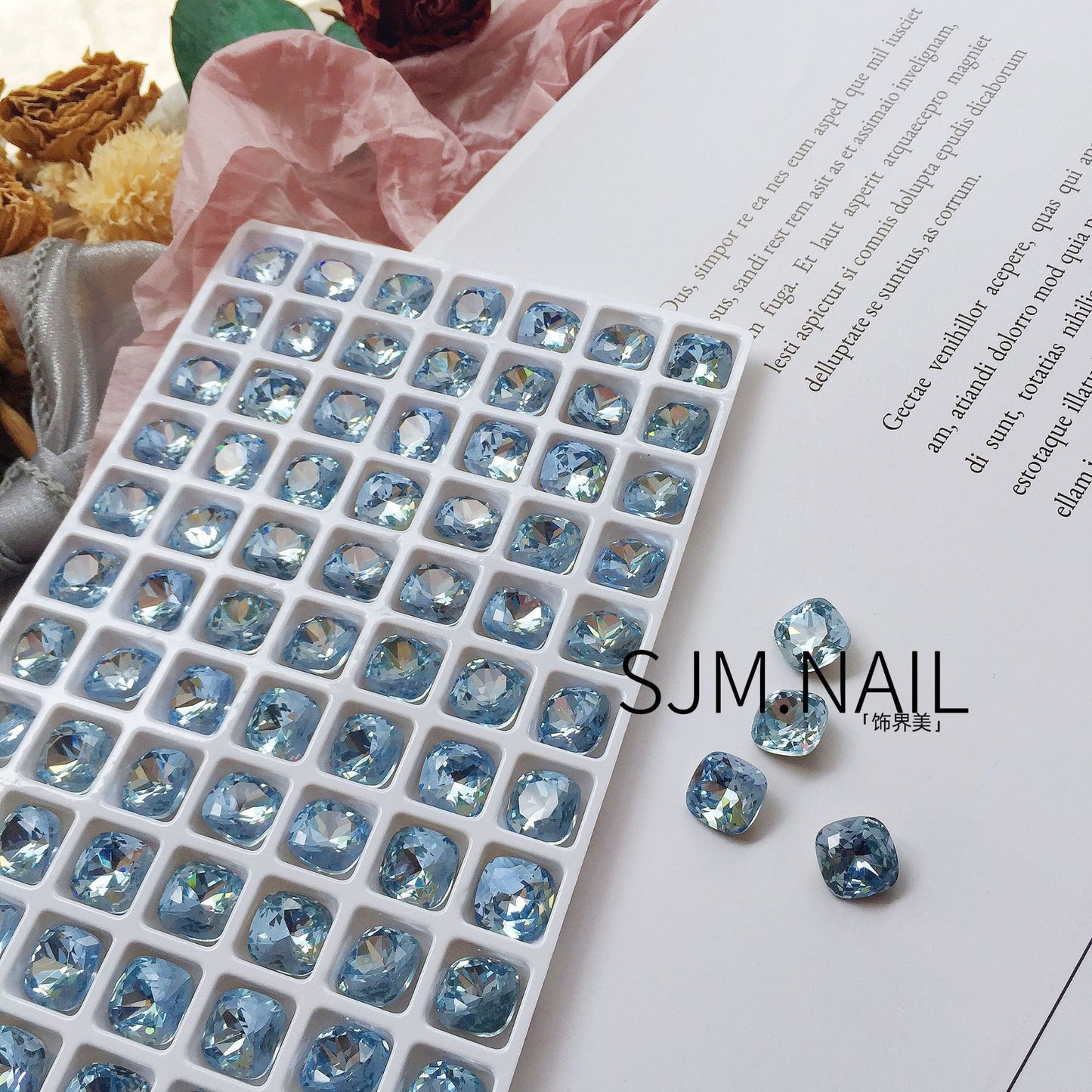 Nail Formula 8*8mm Square Cushion Cut Crystal K9 4pcs