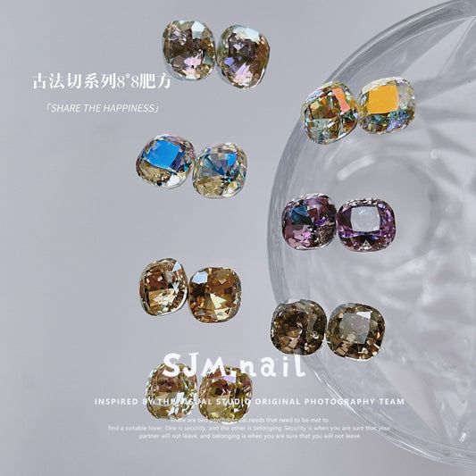 Nail Formula 8*8mm Square Cushion Cut Crystal K9 4pcs