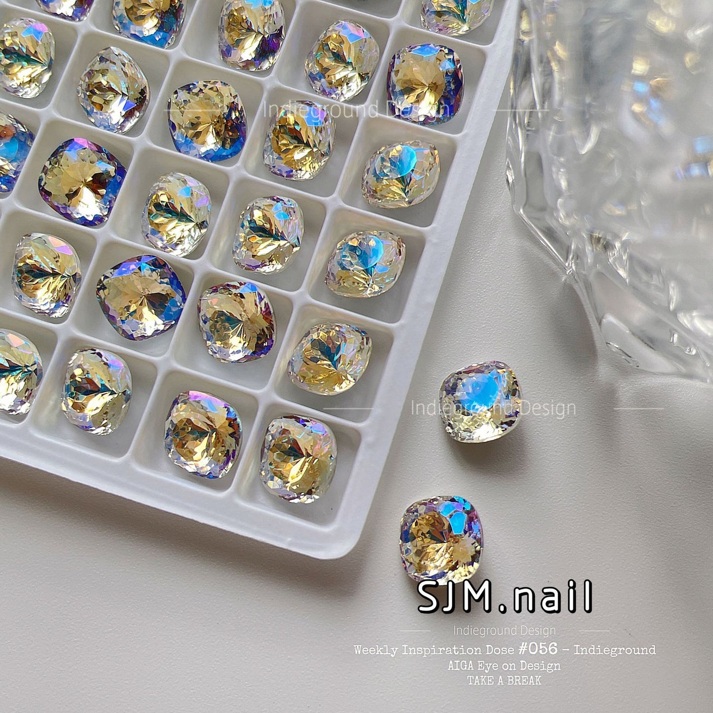 Nail Formula 8*8mm Square Cushion Cut Crystal K9 4pcs