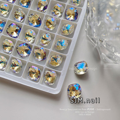 Nail Formula 8*8mm Square Cushion Cut Crystal K9 4pcs