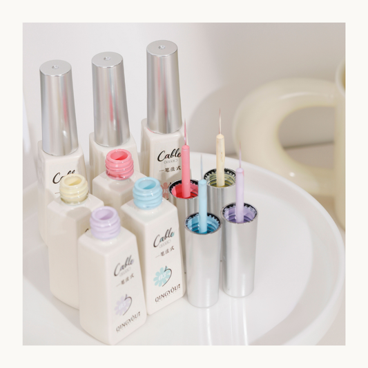 Main display of QINGYOU 12-color One Stroke French Gel set with fine-tip brushes for easy french application.