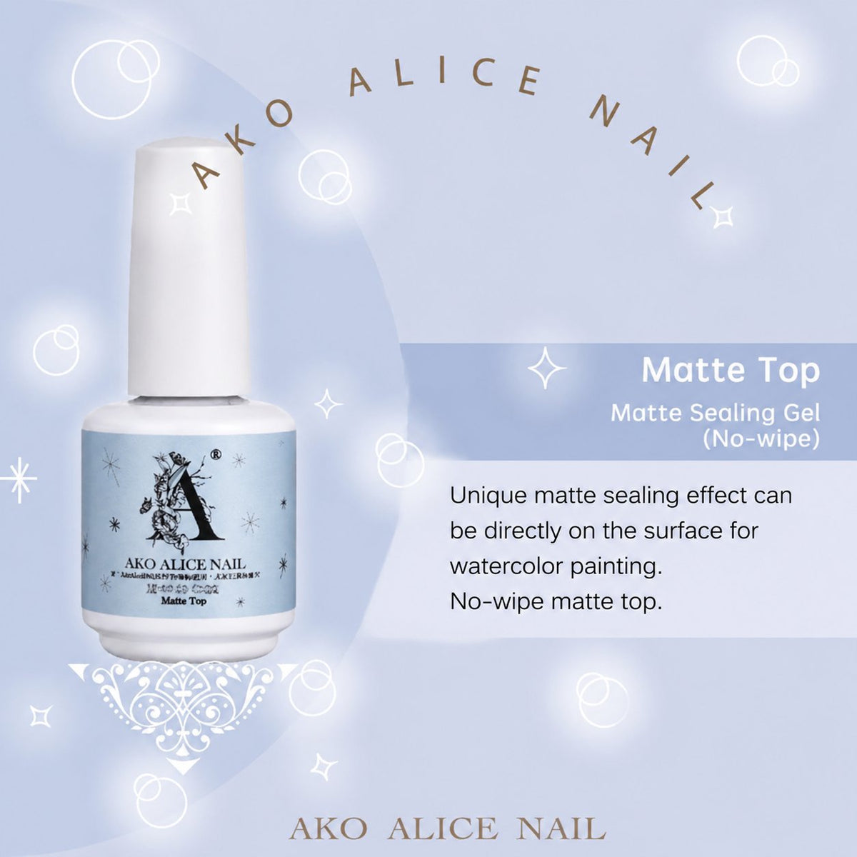 AKO ALICE NAIL Non-Wipe Matte Top Gel 15 ml – product image 1