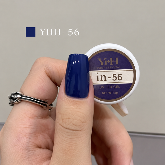 Cobalt blue nail color gel sample on a glossy painted nail