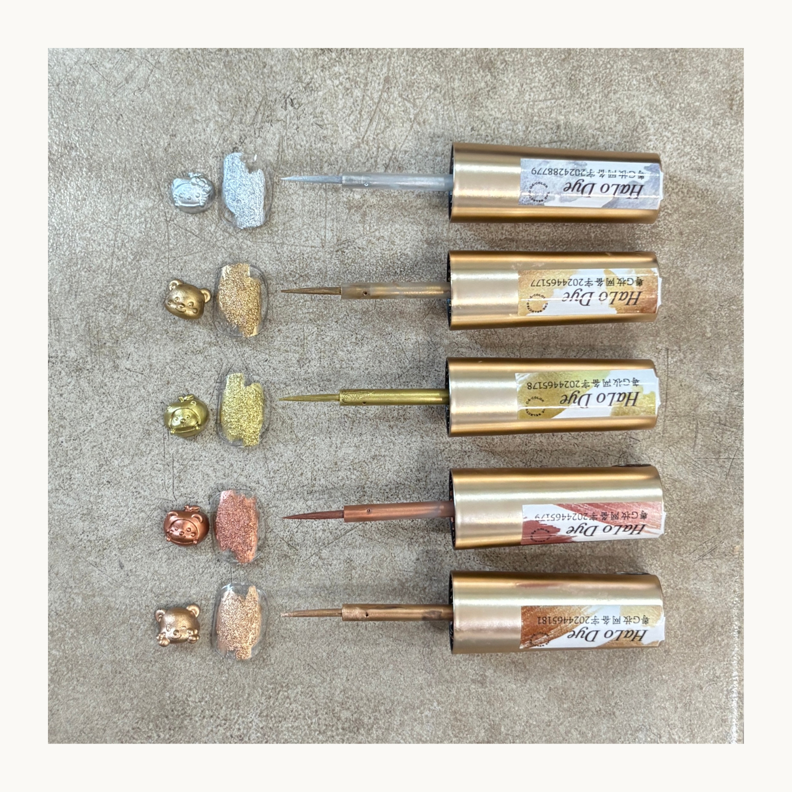 Air-dry liquid metal ink brush application showing metallic nail art texture and fast-drying finish
