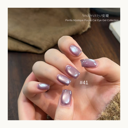 Andpretty Perilla Mystique purple cat eye gel nail polish shade 41 soft lavender magnetic shimmer manicure nail design