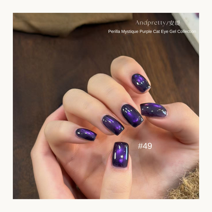 Andpretty Perilla Mystique purple cat eye gel nail polish shade 49 midnight purple magnetic shimmer manicure nails