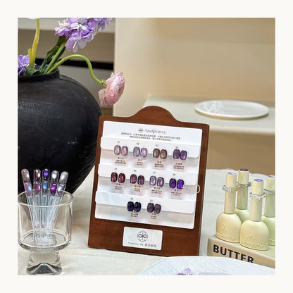 Andpretty Perilla Mystique purple cat eye gel nail polish collection color chart for salon nail artists and professional manicure display